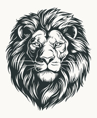 art illustration drawing lion head king roar line art vector
