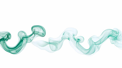 Fototapeta premium Abstract green smoke wave design, isolated on white background; ideal for website banners or graphic design.