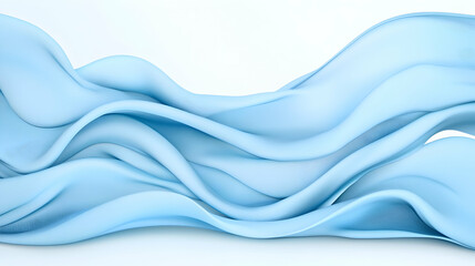 Abstract light blue flowing fabric waves background design for website header or presentation.