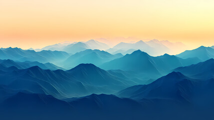 Fototapeta premium Wide-angle abstract photo of azure foothills with gold vein highlights. Foothill. Illustration
