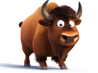 Cartoon illustration of a brown bison