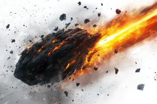 a large meteor entering atmosphere with fire