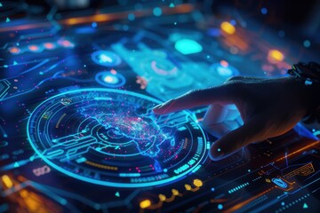Hand Interacting with a Futuristic Holographic Interface