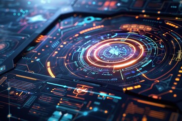 Futuristic Interface with Glowing Circular Display