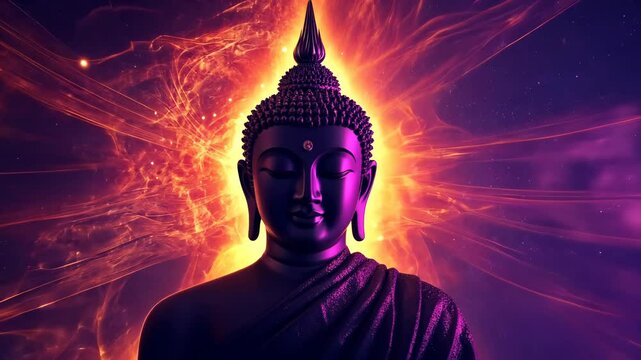 Buddha Statue with Glowing Light Rays