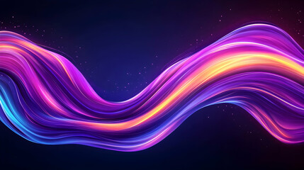 Abstract vibrant wave, flowing energy, dark background, cosmic dust, design element.