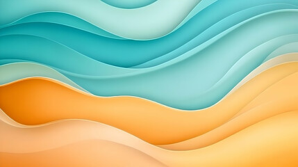 Obraz premium Abstract wavy ocean and sand design; summer beach background, ideal for website banners or brochures.