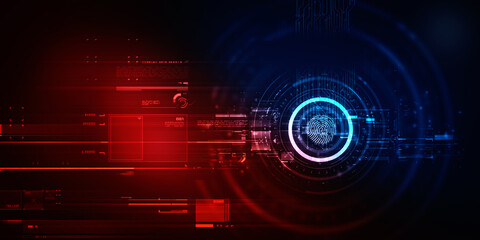 2d Illustration Fingerprint Scanning Technology Concept 
