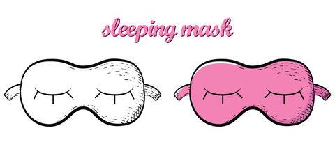 sleeping mask hand drawn engrave style vector art icon