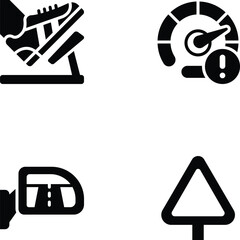 Driving School Icons Vectors - Road Signs, Cars, Lessons, and Safety Symbols