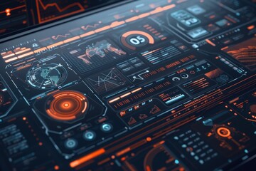 Futuristic Interface with Digital Data and Charts