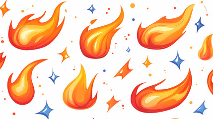 Cartoon fire flames pattern,  design element for websites, games, or presentations; white background.