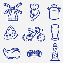 Fototapeta premium set of holland with outline style good for logo, symbol, icon, element design, etc