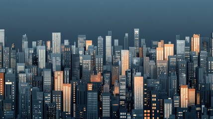 Obraz premium A breathtaking skyline featuring modern skyscrapers at dusk.