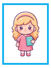 vector of beautiful girl reading a book