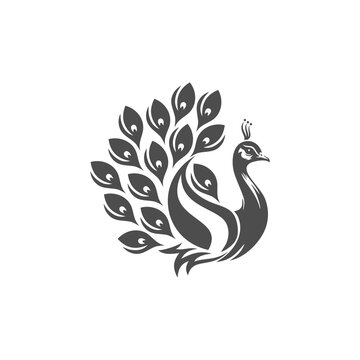 simple black and white peacock icon
