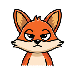 Grumpy fox cartoon, white background, avatar use