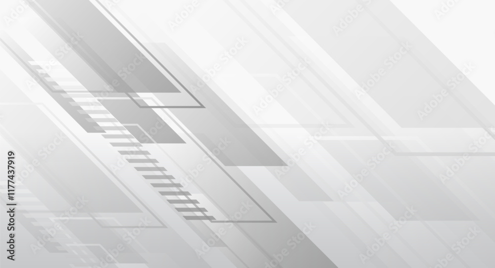 Aufkleber Light pale vector background for a banner. Abstract geometric pattern of stripes and squares, for presentation. Abstract white and gray horizontal design. Science, and technology background.