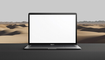 Fototapeta premium Realistic gray laptop with a blank white screen on an isolated background.