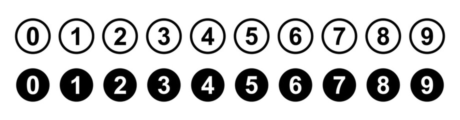 Numbers icon set from 0 to 9