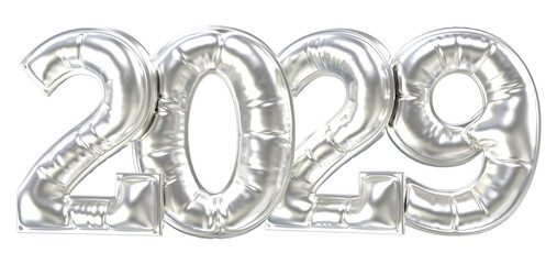 Number 2029 Silver 3D Redner