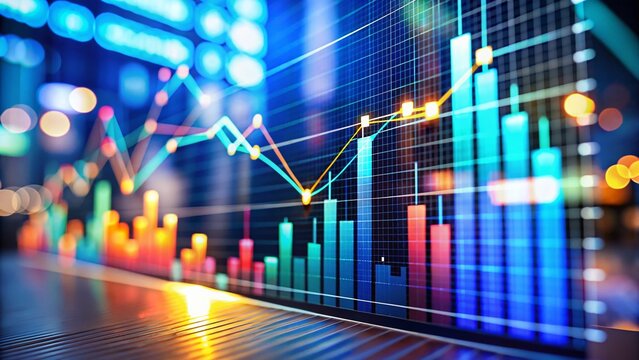 High-Depth-of-Field Graph Presentation Stock Photo: Data Visualization on a Desk