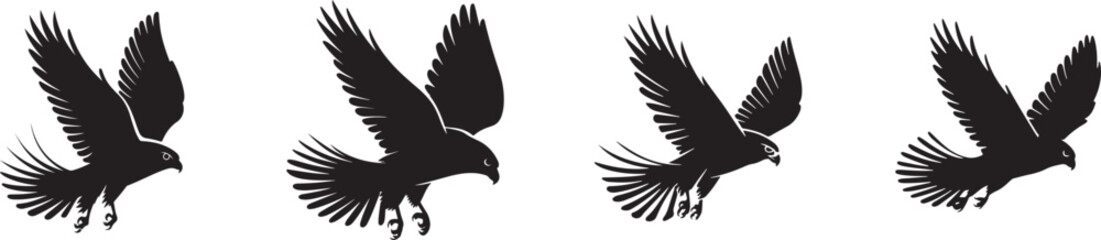 Graceful Black Birds in Flight Illustration