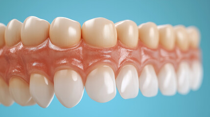 A vibrant 3D-rendered scene of a tooth undergoing whitening, transitioning from tartar-covered to bright and clean, with a blue background.