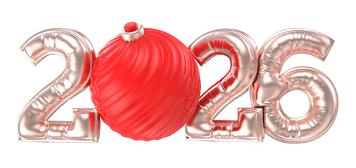 Number 2026 Copper With Ball Red 3D Redner