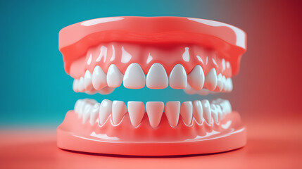Fototapeta premium Professional dental prosthesis model on gradient background