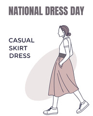 National Dress Day, banner and flyer style with nice color and text or typography, women fashion