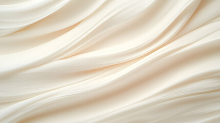 Creamy white fabric texture, soft waves, elegant folds, background for design, wedding invitation.