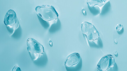 Seamless Pattern of  ice   cubes on Light Blue Background	
