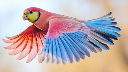 Pink and Blue Parrot in Flight