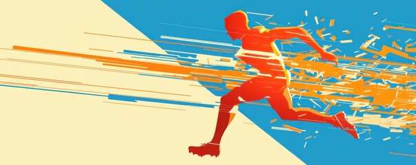 Dynamic athlete running with vibrant motion blur effects.