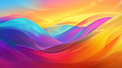 Obraz premium Dynamic digital brushstrokes and flowing lines in neon, creating a stunning abstract landscape of vivid colors 