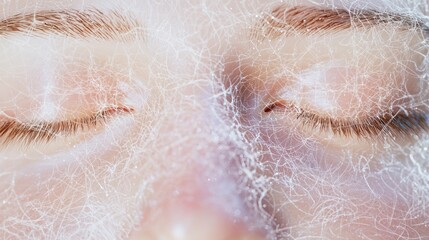 Fototapeta premium Cosmic Dreamer - Occupant with Closed Eyes and Delicate Fractal Patterns in Cinematic Ultra-Detailed Image