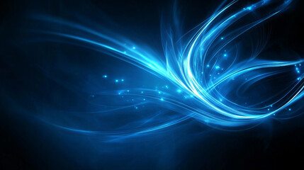 Obraz premium Abstract blue light streaks on dark background, representing motion and energy.