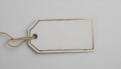 Blank gift tag and ribbon bow with gold border, Gold Gift Tag with Bow