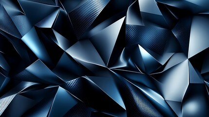 Abstract Dark Blue Geometric Crystalline Pattern Design
