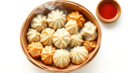 Steaming Hot Dumplings in a Bamboo Basket