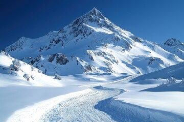 Obraz premium Snowy mountain peak adventure alpine region landscape photography clear blue sky scenic viewpoint nature's majesty