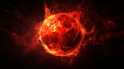 Obraz premium Fiery Orb Enveloped in Blazing Inferno A Digital Art Creation