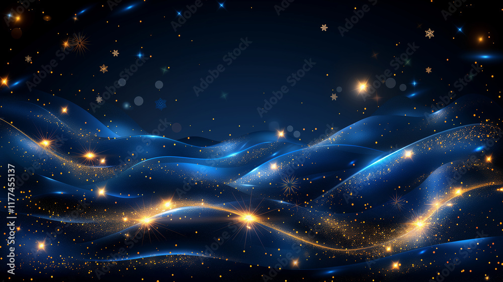Wall mural background with stars. abstract wave background. nice waves. blue wave. dynamic flowing backdrop. ab