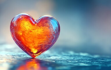 A vibrant, colorful heart shape on a soft blue background, symbolizing love and romance, valentines day concept, highresolution, soft lighting