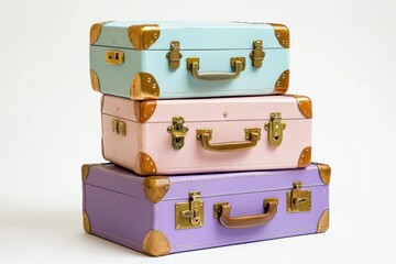 Stack of Vintage Pastel Suitcases