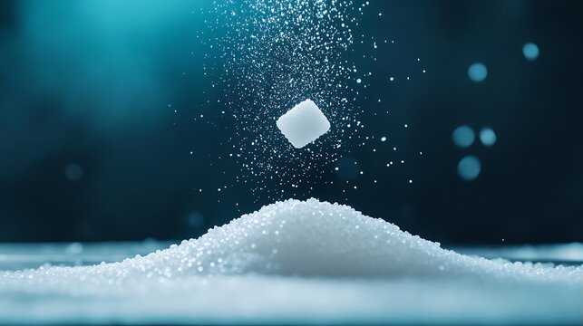 Sugar Cube Falling Into Sugar Pile Sweet Photo