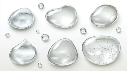 Transparent Gel Drops on White Background