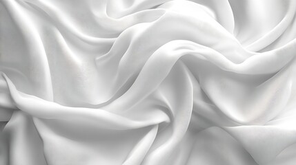 Obraz premium White fabric drapes softly, elegant folds, luxurious texture, background blurred, ideal for fashion design.