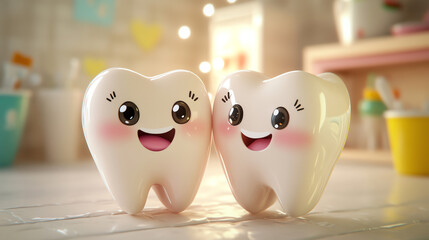 Obraz premium Sweet tooth couple in warm light for dental partnership concept